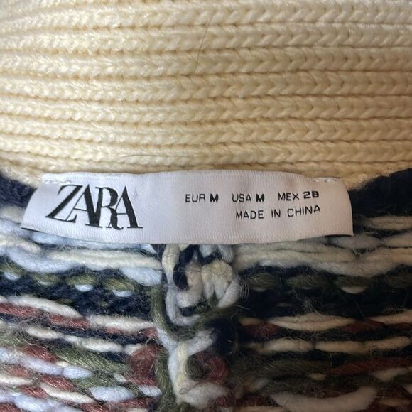 Zara Cozy Cream Chunky Cable Knit Oversized Semi-Cropped Sweater (Size: Medium) - Picture 13 of 15